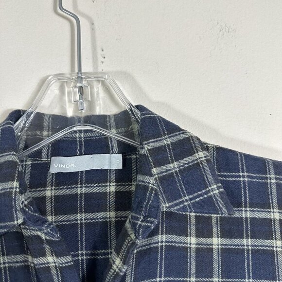 VINCE Multi Plaid Flannel Wool Blend Long Sleeve Dress Womens Size XS Tie Front - Picture 8 of 12
